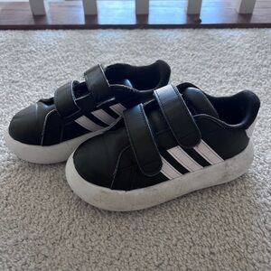 Adidas Kids Black and White Strap Sneakers